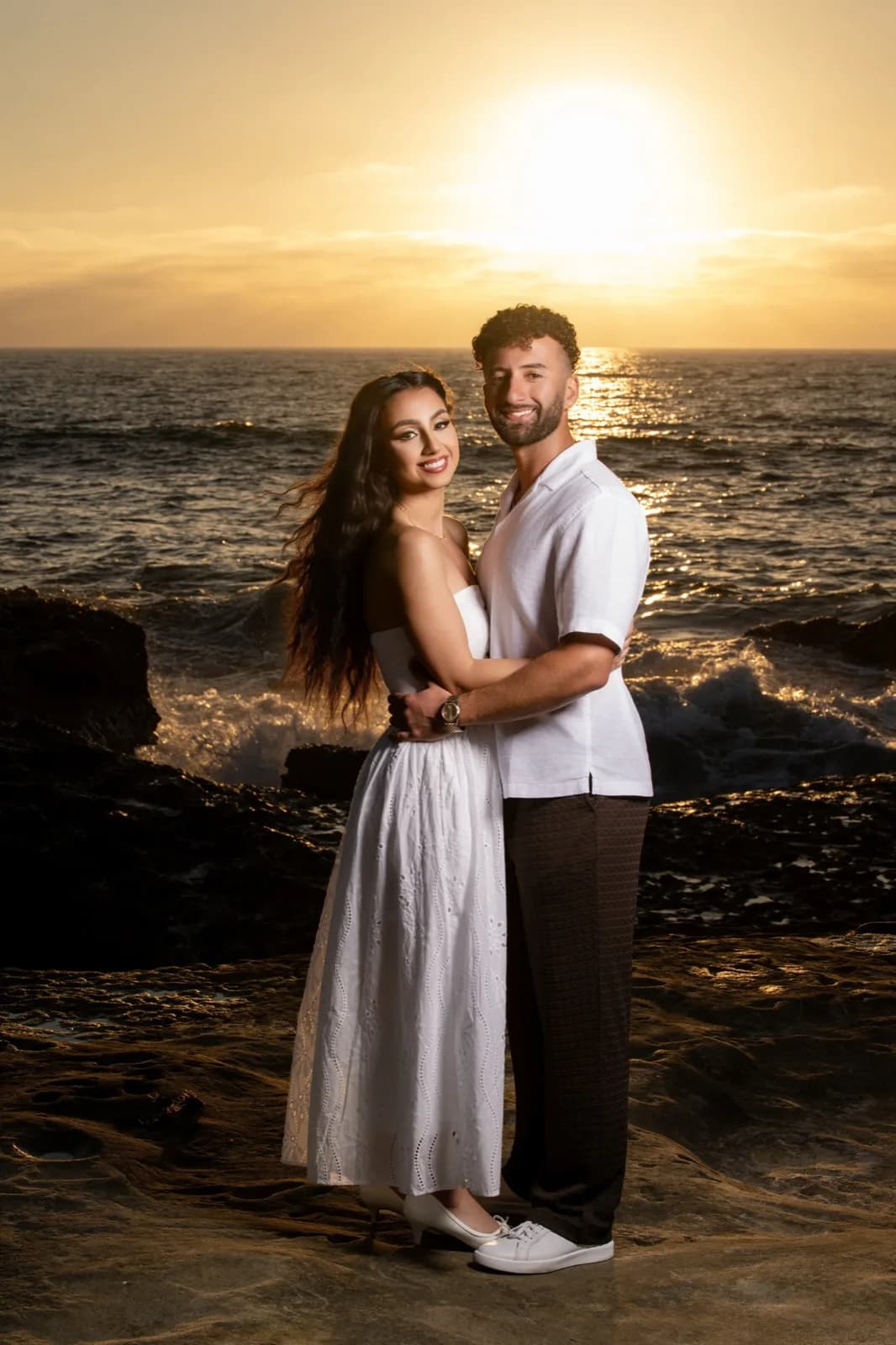 Golden hour portrait on the coast