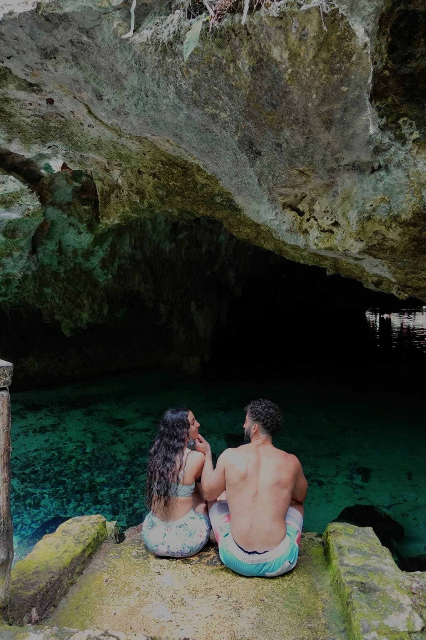 Cenote adventure in turquoise waters
